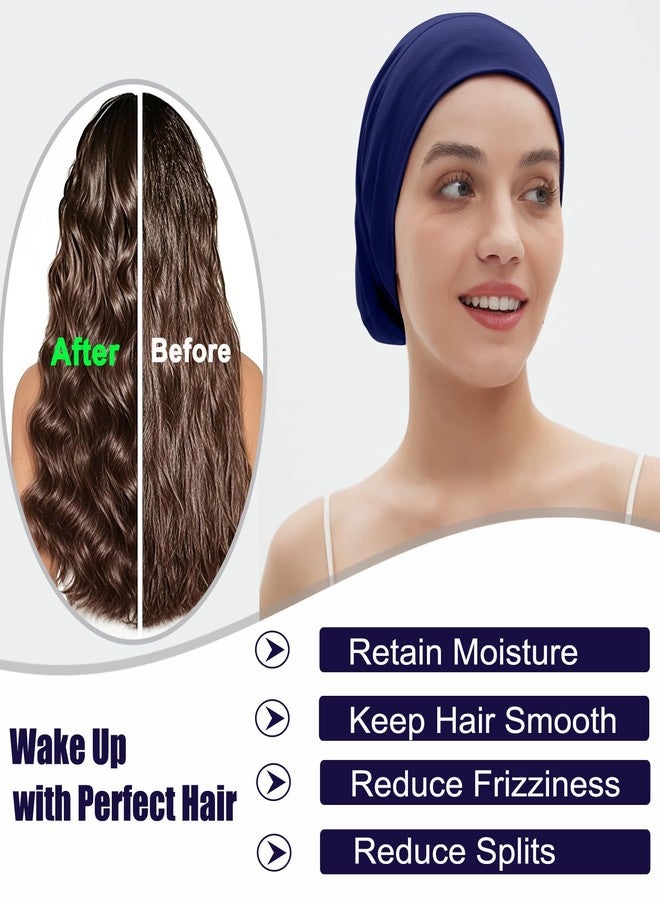 Roybens 2pcs Sleep Cap Bonnet for Sleeping, Adjustable Cooling Ice Silk Lined Hair Bonnets for Natural Curly Braids Beanie Hat Women Men - Image 5
